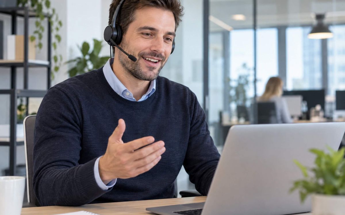 Man mit Headset beim Gespräch