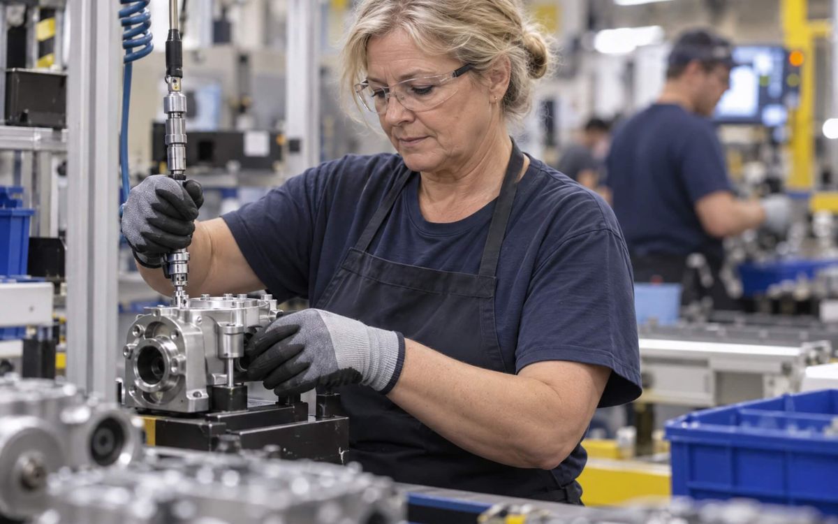 Frau bei der Arbeit in der Produktion